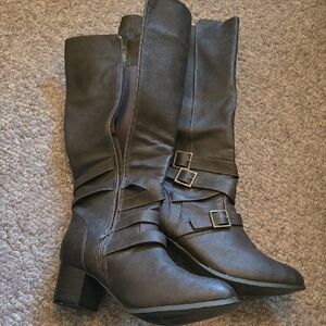 Stylish Grey Knee-High Boots